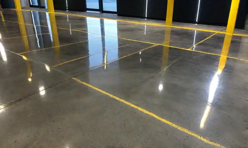 Newly polished shiny concrete floor